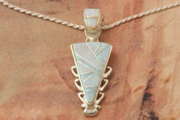 New Design by Calvin Begay! Fire and Ice Opal  Sterling Silver Pendant